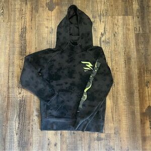 Nike 3 Brand Kids Hoodie Pullover Black/Grey Fired Up Graphic Tie dye Neon Sz Sm